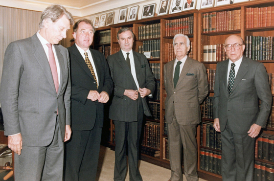 Peter Landelius -Embajador de Suecia-, D. Halldór Ásgrímsson, Juan Eduardo Fleming, Carlos Ortiz de Rozas y Carlos Manuel Muñiz