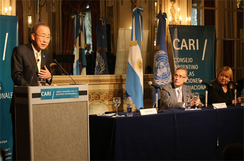Ban Ki-moon, Adalberto Rodríguez Giavarini y Susana Malcorra