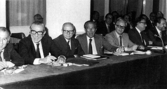 Dr. Oscar Camilión, Dr. Mario Amadeo, Dr. Pedro Real, Dr. Rodolfo Guido Martelli, Emb. Julio César Carasales, Emb. Ronaldo Sardemberg y Emb. Rubén Vela