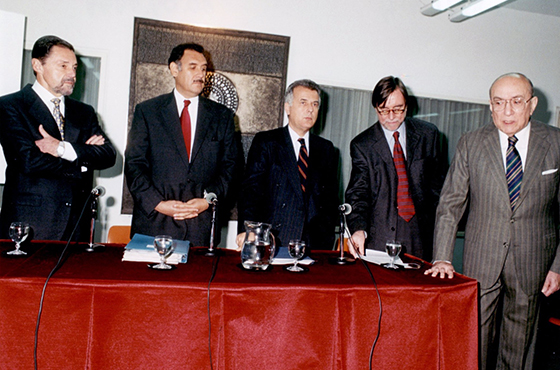 Emb. Octavio Frigerio, D. Ad de Raad, Dr. Eduardo Gutiérrez, Dr. Roberto Russell y Emb. Carlos Manuel Muñiz