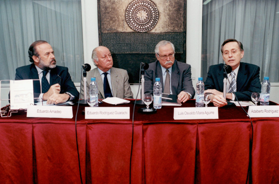 Dr. Eduardo Amadeo, Emb. Eduardo Rodríguez Guarachi, Emb. Luis Osvaldo Maira Aguirre y Dr. Adalberto Rodríguez Giavarini