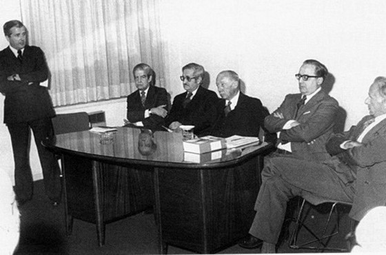 Dr. Félix Peña, Emb. Juan Carlos Katzenstein, Emb. Enrique Ros, Emb. Eduardo Bradley, Emb. José María Ruda y Emb. Lucio García del Solar