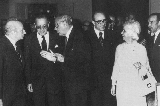Dr. Segundo Linares Quintana, Dr. Alberto Rodríguez Galán, Prof. Carlos María Gelly y Obes, Emb. Carlos Manuel Muñiz, Dra. Ana Zaefferer de Goyeneche y Dr. Juan B. Martín