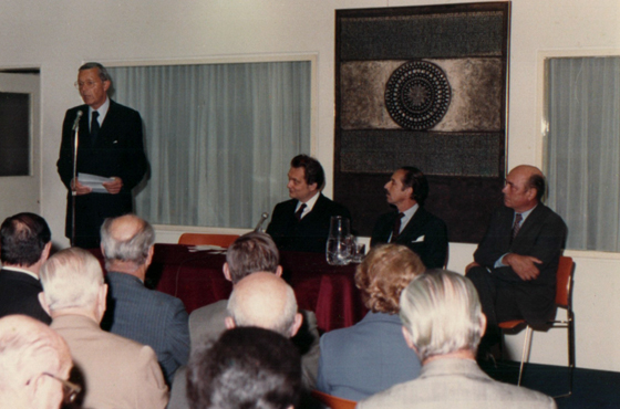 Dr. Arnaldo T. Musich, Prof. Luigi Einaudi, Dr. Jorge A. Aja Espil y Emb. Harry Shlaudeman