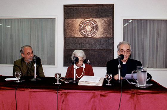 Lic. Santiago Kovadloff, Sra. María Reneé Cura y Monseñor Eugenio Guasta