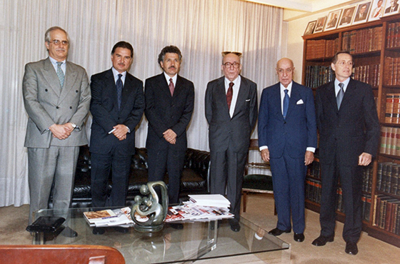 Dr. Jorge Taiana, D. Alfonso Antonio Portillo Cabrera, Canciller Edgard Gutiérrez Girón, Emb. Carlos Manuel Muñiz, Dr. Juan R. Aguirre Lanari y Dr. Adalberto Rodríguez Giavarini