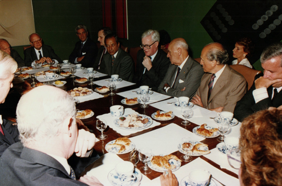 Emb. Roberto E. Guyer, Emb. Emilio Cárdenas, Dr. Richard Gozney, Sen. Eduardo Menem, Emb. Douglas Hurd, Sen. Juan R. Aguirre Lanari, Emb. Mario Cámpora y Dr. Félix Peña