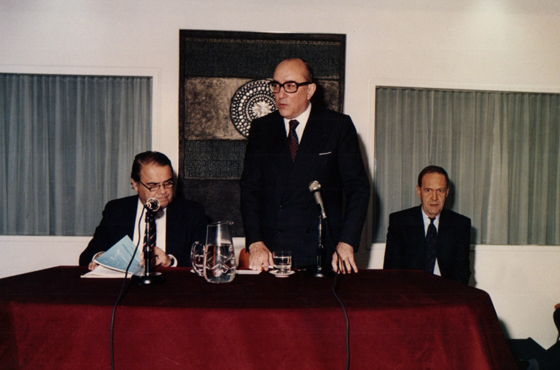 Ministro Enrique V. Iglesias, Emb. Carlos Manuel Muñiz y Emb. Jorge H. Mauhourat