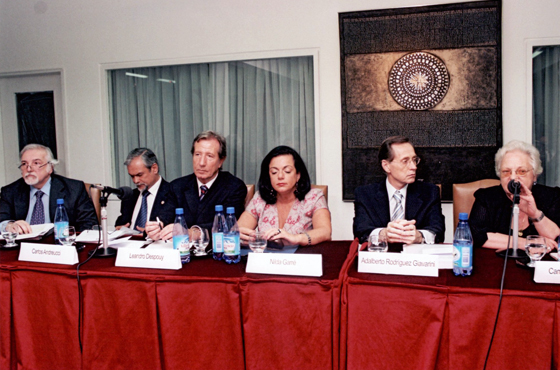 Horacio Cattani, Carlos Andreucci, Leandro Despouy, Nilda Garré, Adalberto Rodríguez Giavarini y Carmen Argibay Molina