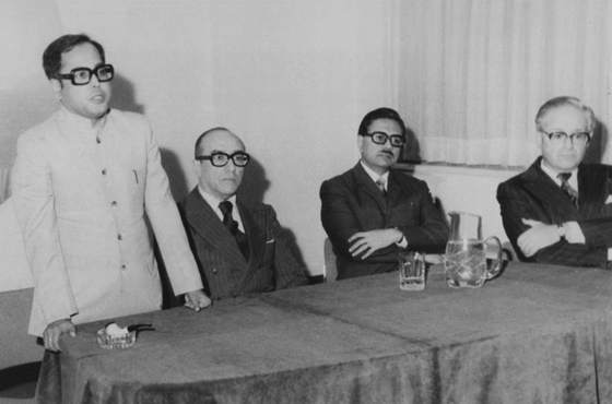 Ministro Pranab Mukherjee, Emb. Carlos Manuel Muñiz, Emb. Roop Krisshna Anand y Dr. Alfredo Espósito -Subsecretario de Comercio Exterior-