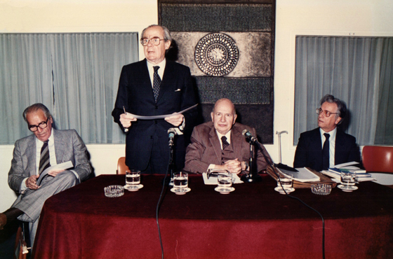 Dr. Eduardo Jiménez de Aréchaga, Dr. Eduardo A. Roca, Dr. Felipe Herrera y Dr. Itamar Franco
