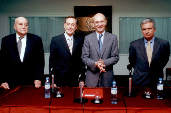 Dr. Antonio Estrany y Gendre, Dr. Adalberto Rodríguez Giavarini, D. Pascal Lamy y Emb. Alfredo Chiaradía