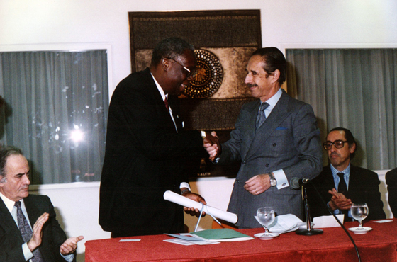 Emb. Juan José Uranga, D. Lloyd Erskine Sandiford, Dr. Jorge A. Aja Espil y Emb. Fernando Petrella