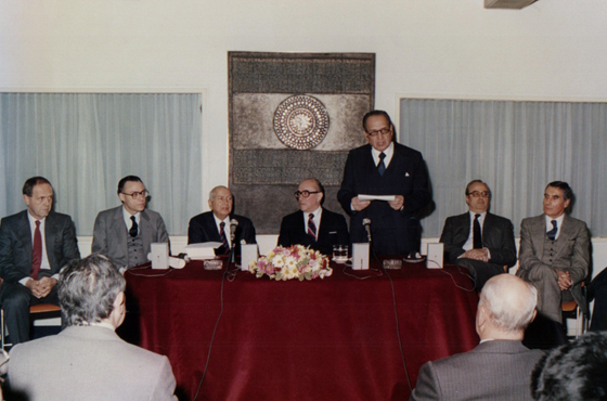 Min. Jorge H. Mauhourat, Dr. Augusto Belluscio, Dr. Nagendra Singh, Emb. Carlos Manuel Muñiz, Dr. Felipe Herrera, Dr. José María Ruda y Emb. Oscar Fernández